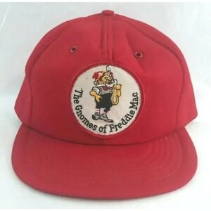 Vintage Gnomes of Freddie Mac Hat Mens OSFA Red Snapback‎ Made in USA Retro Cap